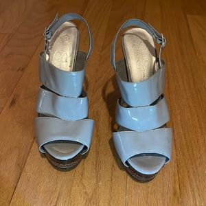 Jessica Simpson gray snakeskin 5 inch heels